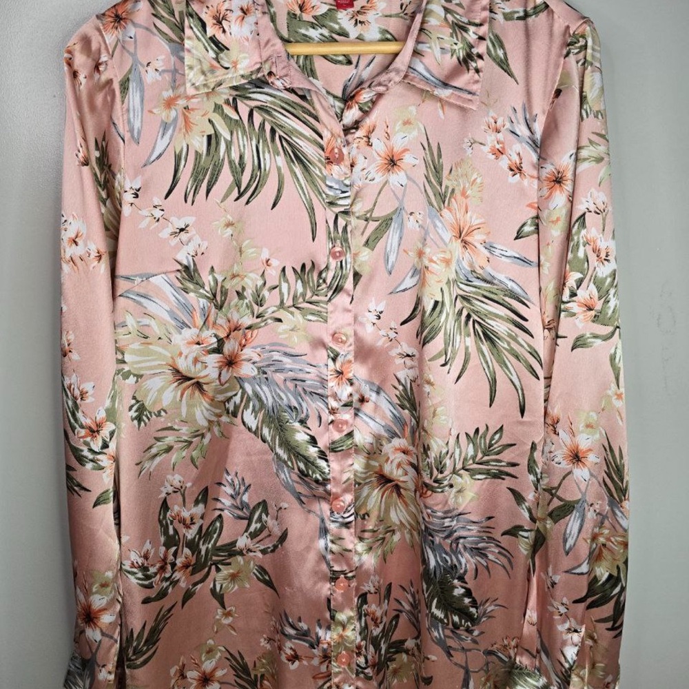 Guess Satin Floral Women's Shirt, Size L